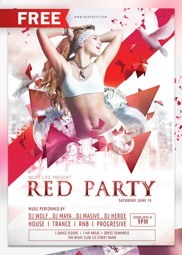 Free Red Party Flyer Template